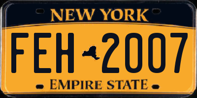 NY license plate FEH2007