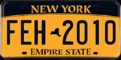NY license plate FEH2010