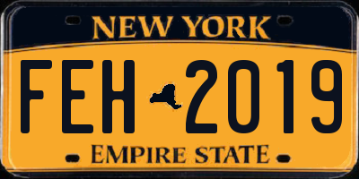 NY license plate FEH2019