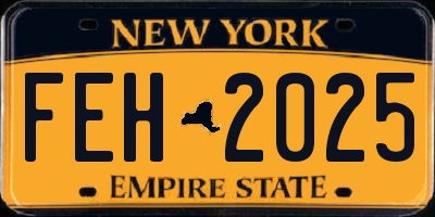 NY license plate FEH2025