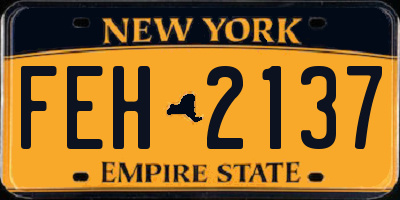 NY license plate FEH2137