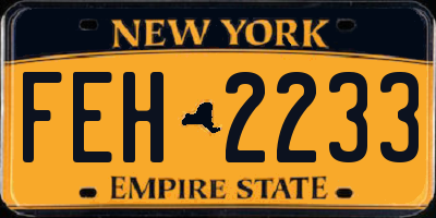 NY license plate FEH2233