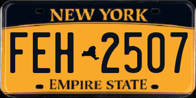 NY license plate FEH2507