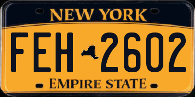 NY license plate FEH2602