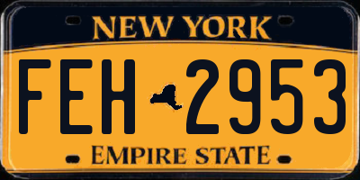 NY license plate FEH2953