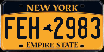 NY license plate FEH2983