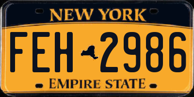 NY license plate FEH2986