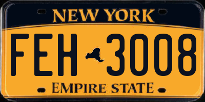 NY license plate FEH3008
