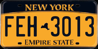 NY license plate FEH3013