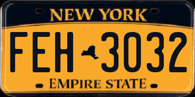 NY license plate FEH3032