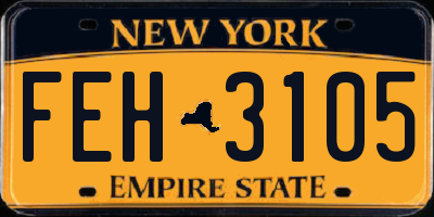 NY license plate FEH3105