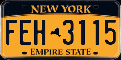 NY license plate FEH3115