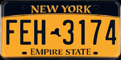 NY license plate FEH3174