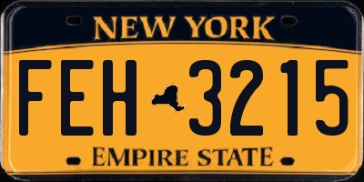 NY license plate FEH3215