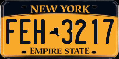 NY license plate FEH3217
