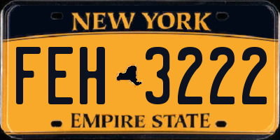 NY license plate FEH3222