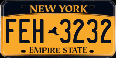 NY license plate FEH3232