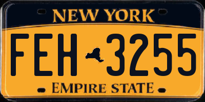 NY license plate FEH3255