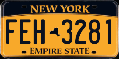 NY license plate FEH3281
