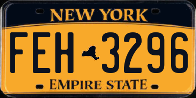 NY license plate FEH3296