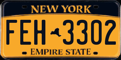 NY license plate FEH3302