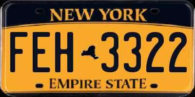 NY license plate FEH3322