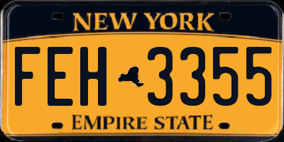 NY license plate FEH3355