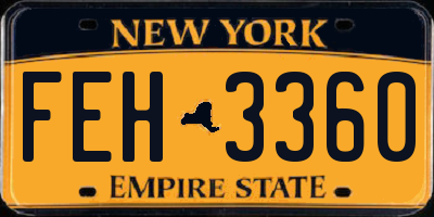 NY license plate FEH3360