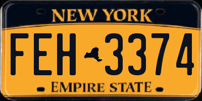 NY license plate FEH3374