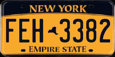 NY license plate FEH3382