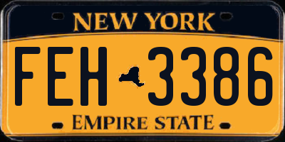 NY license plate FEH3386