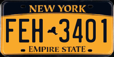 NY license plate FEH3401