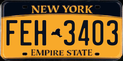 NY license plate FEH3403