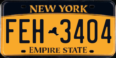 NY license plate FEH3404