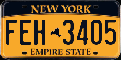 NY license plate FEH3405