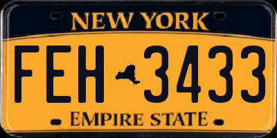 NY license plate FEH3433