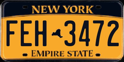 NY license plate FEH3472