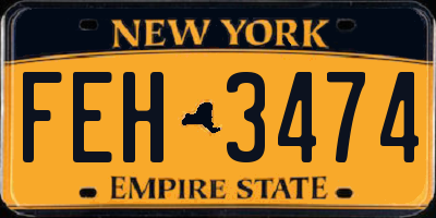 NY license plate FEH3474