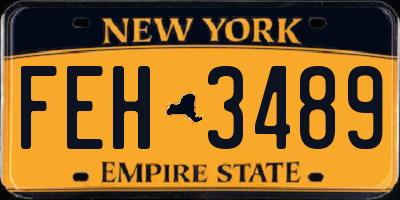 NY license plate FEH3489