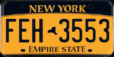 NY license plate FEH3553