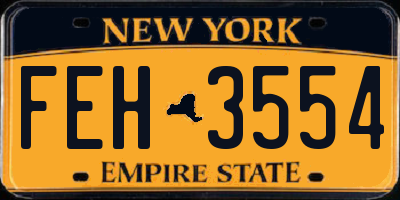 NY license plate FEH3554