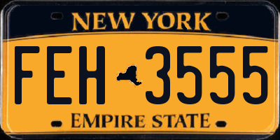 NY license plate FEH3555
