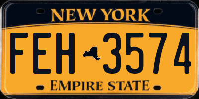 NY license plate FEH3574