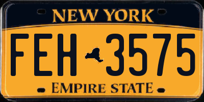 NY license plate FEH3575