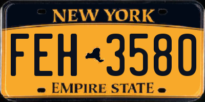 NY license plate FEH3580