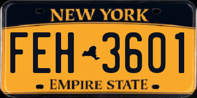 NY license plate FEH3601