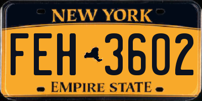 NY license plate FEH3602