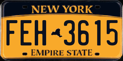 NY license plate FEH3615