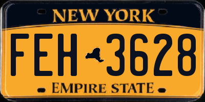 NY license plate FEH3628