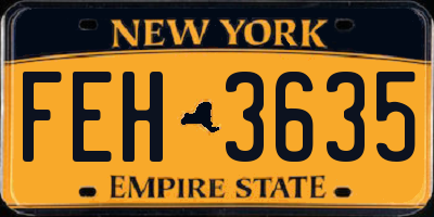NY license plate FEH3635